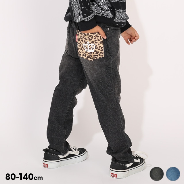 11/17NEW ヒョウ柄ポケットデニムロングパンツ 1180K