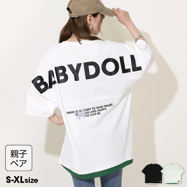 親子お揃い バックロゴレイヤードTシャツ 0545A