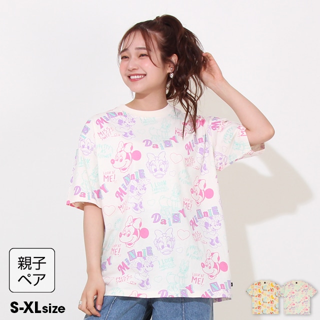 5/21NEW 親子お揃い ディズニー カラフル総柄Tシャツ 0576A