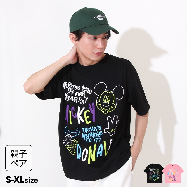 5/12NEW 親子お揃い ディズニー 発泡ネオンキャラクターTシャツ 0580A
