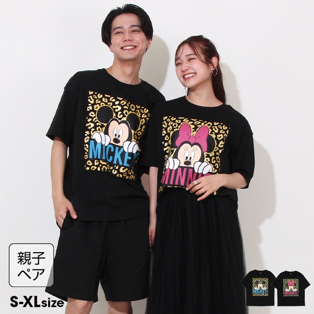 5/21NEW 親子お揃い ディズニー ヒョウ柄キャラクターTシャツ