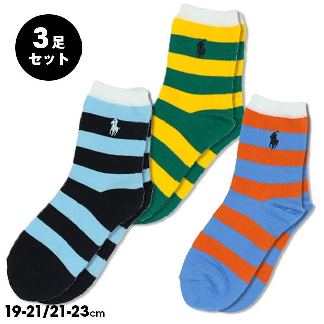 5/16NEW POLO RALPH LAUREN クルーソックス 3足セット 0682