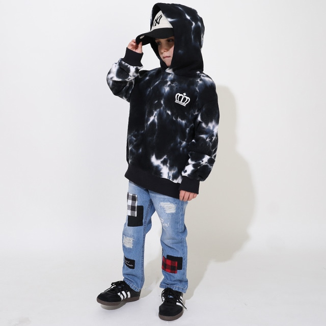 Children of the Boredom タイダイパーカー サイズ3 8/29NEW 親子お揃い タイダイパーカー 0840K(80cm ブラック
