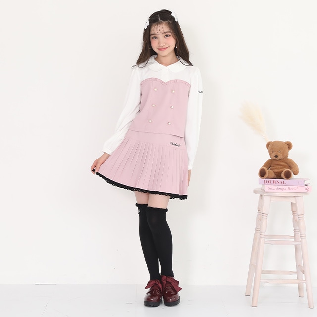 V12 ピンク プリーツスカート 新品タグ付き PINKHUNT スカート ピンクハント 千鳥柄 プリーツ 切替 8780K