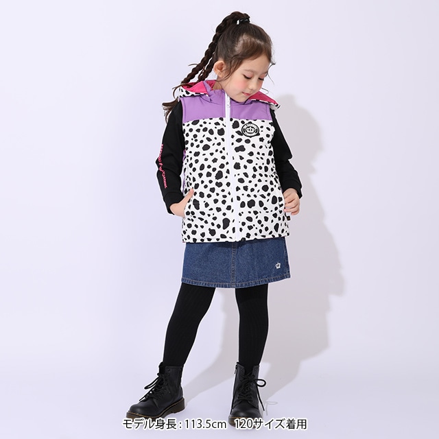 キャシャレル babyjane Cacharel 花柄 リバーシブル 中綿ベスト 9/24NEW 3WAYリバーシブル中綿ベスト 1049K(80cm ブラック