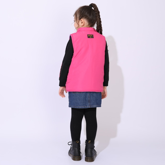 キャシャレル babyjane Cacharel 花柄 リバーシブル 中綿ベスト 9/24NEW 3WAYリバーシブル中綿ベスト 1049K(80cm ブラック