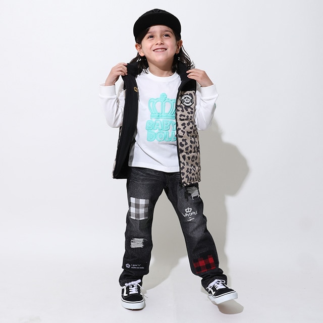 キャシャレル babyjane Cacharel 花柄 リバーシブル 中綿ベスト 9/24NEW 3WAYリバーシブル中綿ベスト 1049K(80cm ブラック