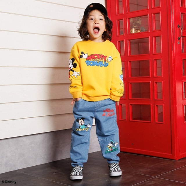 1/9NEW 親子お揃い ディズニー 袖キャラクタートレーナー 1258K(80cm