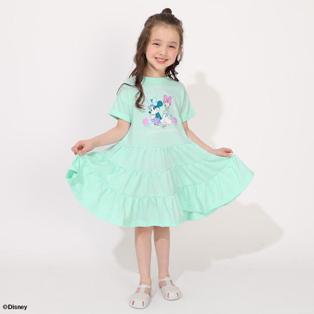 2/20NEW ディズニー ティアードワンピース 1343K(80cm ミントグリーン