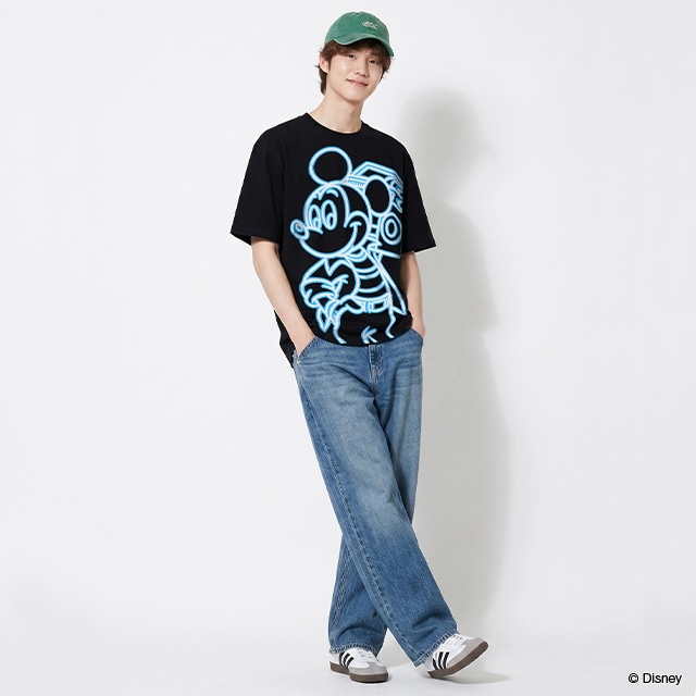 6/19一部再販 20%OFF SALE 親子お揃い ディズニー ネオン蓄光Tシャツ