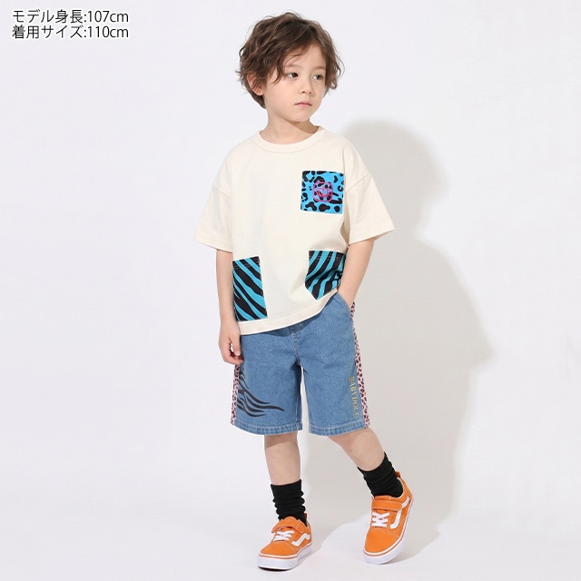 4/8NEW ゼブラハーフパンツ 1632K(90cm ブラック): ボトムス| 子供服